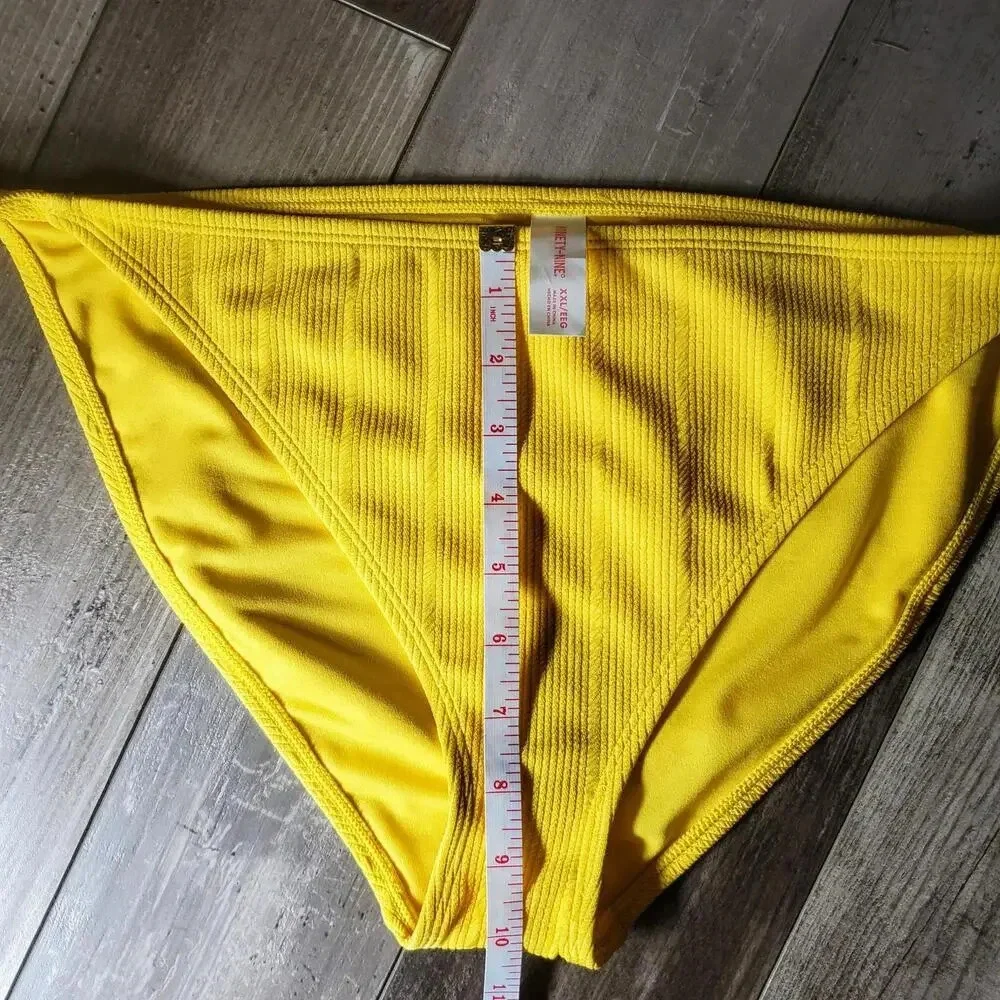 NWT Juniors' Ninety-Nine° Meadow Lark Crinkle Ribbed Swim Bottoms Size XXL